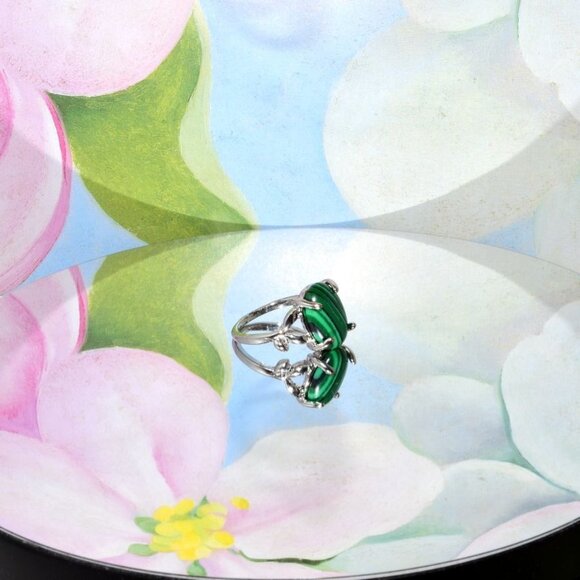 Ayla Artiste Oval Green Malachite Silver Ring Womens Size 7 Gift Boxed - Picture 1 of 8